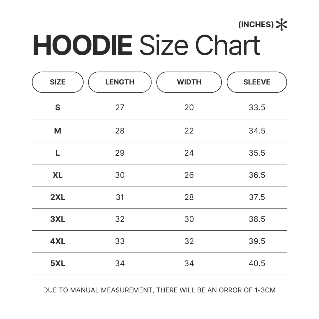 Hoodie Size Chart - Black Clover EU Store