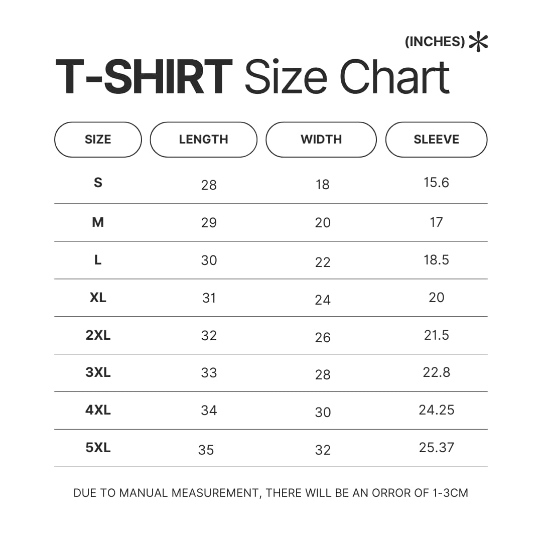 T shirt Size Chart - Black Clover EU Store