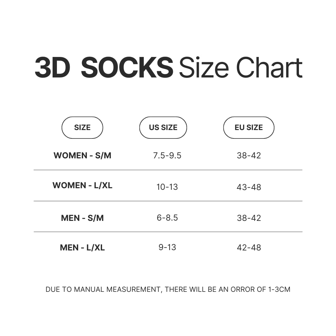 3D Socks Size Chart - Black Clover EU Store