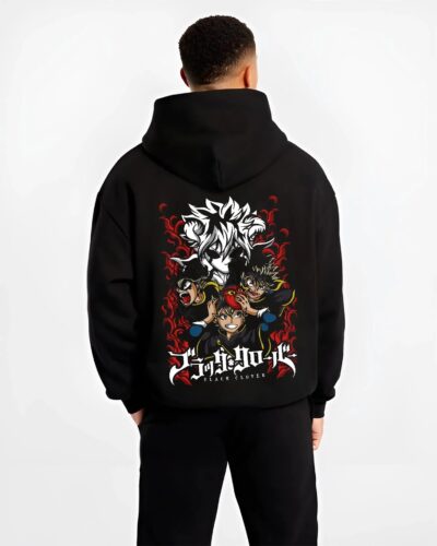 ASTACL B.black hoodie male back view - Black Clover EU Store