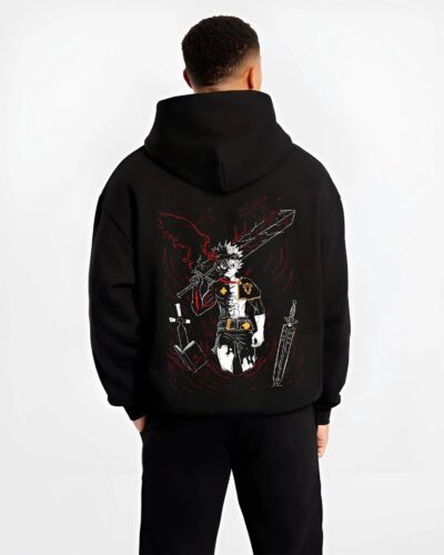 ASTASWD B.black hoodie male back view - Black Clover EU Store