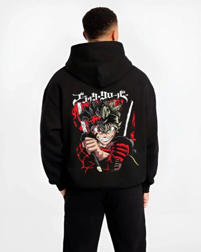ASTBAT B.black hoodie male back view - Black Clover EU Store
