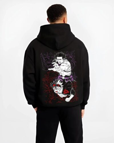 ASTDRK B.black hoodie male back view - Black Clover EU Store